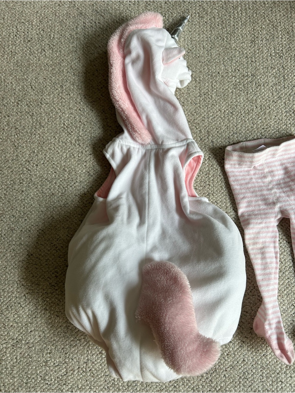 Carter's White & Pink Unicorn Hooded Costume with Striped Tights - Picture 4 of 4
